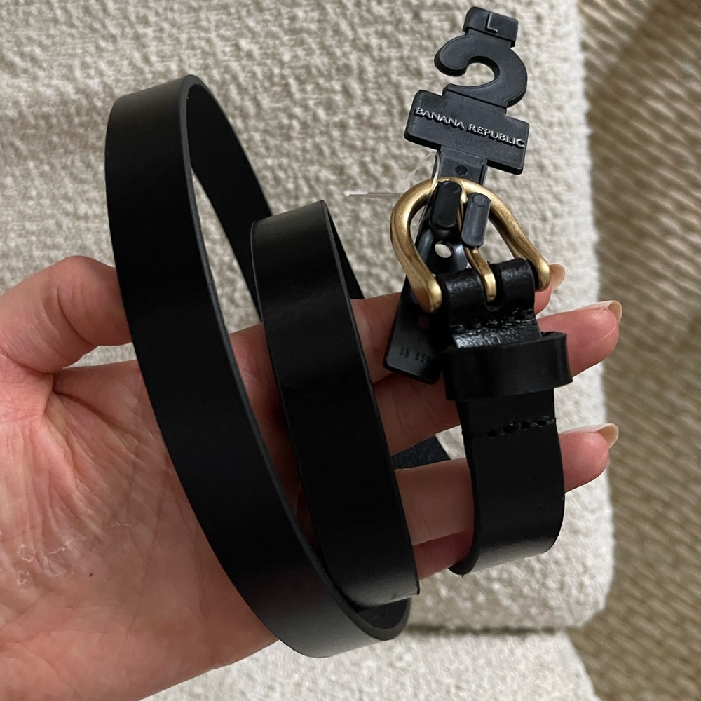 Black leather belt - L